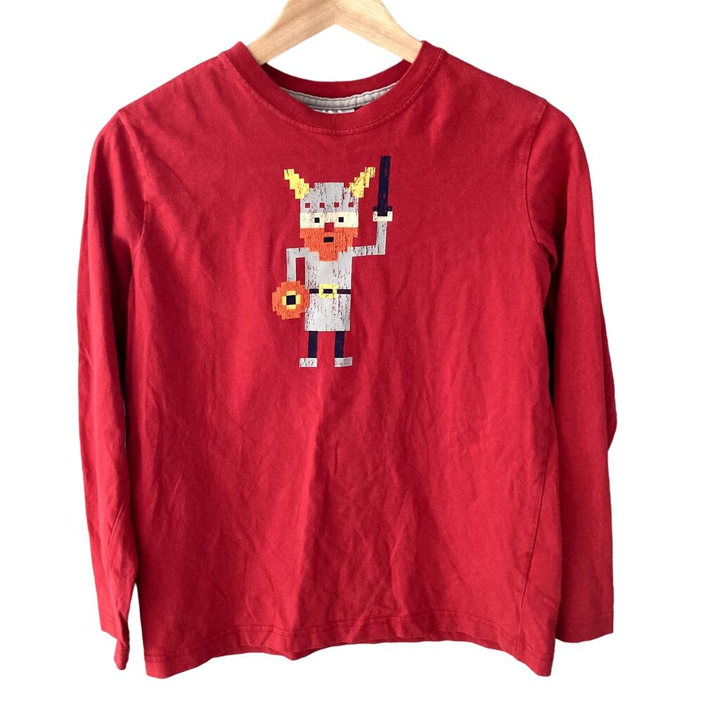 Hanna Andersson Pixel Graphic Long Sleeve Tee - Viking - Red - 12, 150cm